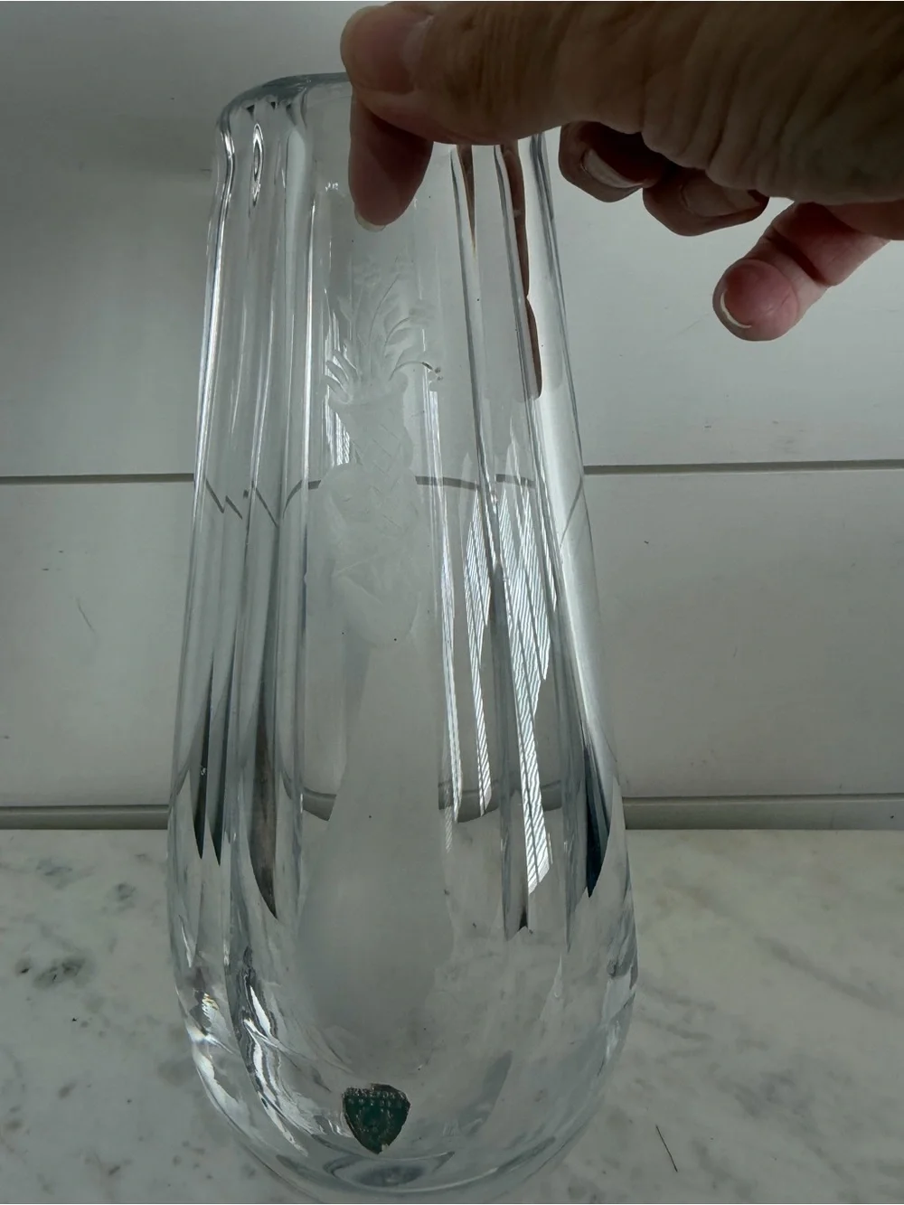 Vintage Orrefors Crystal Vase 9 inch Sweden